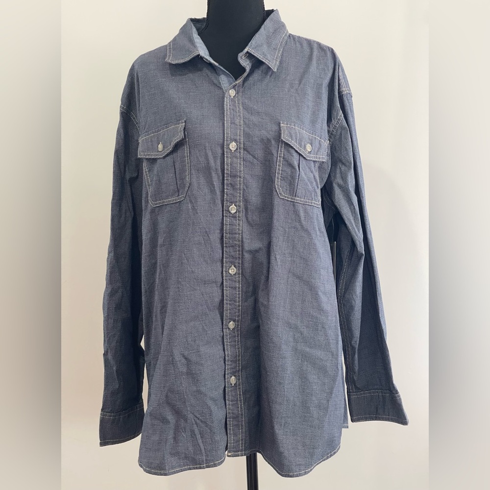New‎ Lee XXL Men's Navy/White Button Down Shirt 519